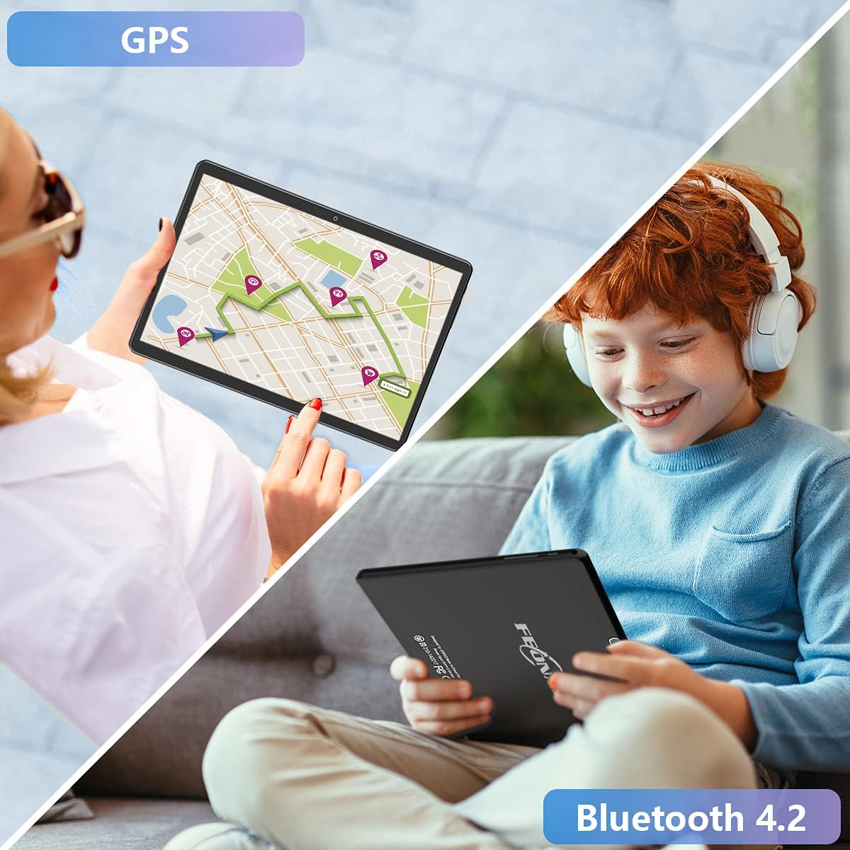 FEONAL Tablet 10.1 inch Android 12 Tablet 2024 Latest Update Octa-Core Processor with 64GB Storage, Dual 13MP+5MP Camera, WiFi, Bluetooth, GPS, 512GB Expand Support, IPS Full HD Display (Silver)