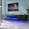 oneinmil 80' Floating TV Stand with 40' Electric Fireplace, Modern Entertainment Center with Storage, Adjustable 12-Color LED Lights, Fire Place TV Console for Living Room, All Black