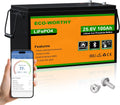 ECO-WORTHY 24V 100Ah LiFePO4 Lithium Battery, Upgraded Bluetooth Version, Deep Cycle Rechargeable Battery with Low-Temp Protection, 2560W Max for Off-Grid Solar, RV, Camper, Trolling Motor, Home Use