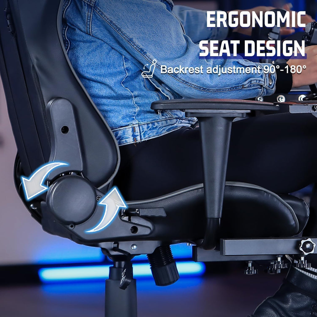 Marada Flight Joystick Hotas Mount with Chair Adjustable Fit for Thrustmaster, for Logitech X56 X52, for Hotas Warthog, More Stable Flight Simulator Cockpit with Seat, Not Include Gaming Devices