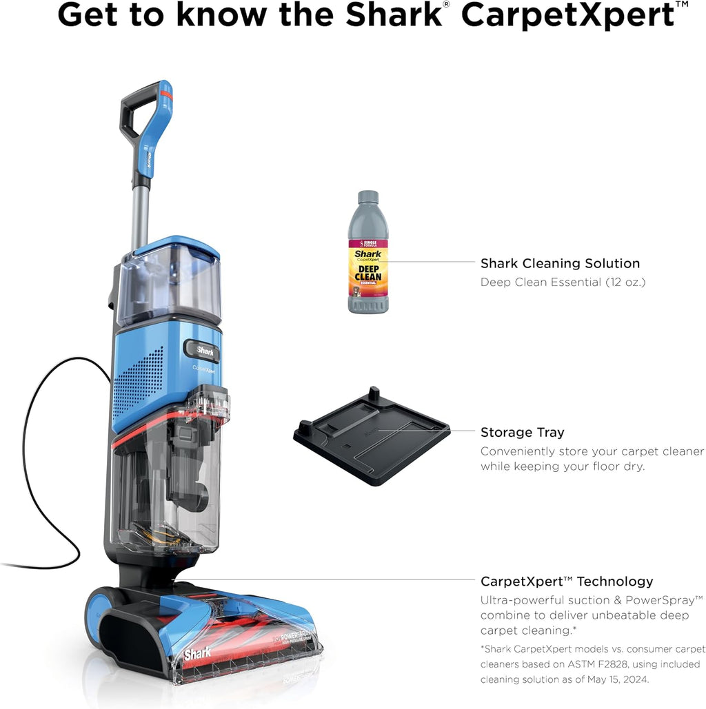 Shark CarpetXpert Upright Carpet & Area Rug Cleaner, Perfect for Pets, Lightweight & Powerful, Dirt, Grime, & Odor Removal, Carpet Shampooer, Cleaning Solution, Blue, EX121BRN