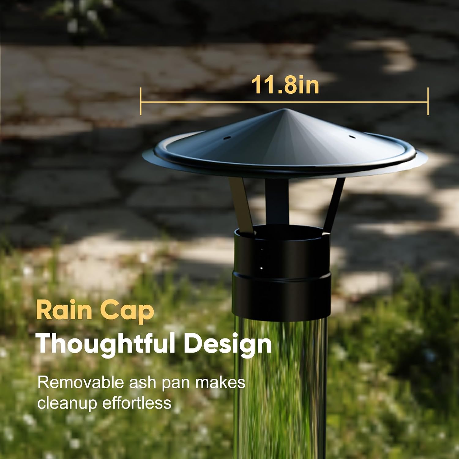 Rayzi Rocket Stove 72 Inch, Smokeless Wood Pellet Patio Heater with Wheels, Wood Pellet Fire Pits for Outside with Rain Cap, Pellet Heater for Patio/Garden/Backyard/Bonfire Party/Beach