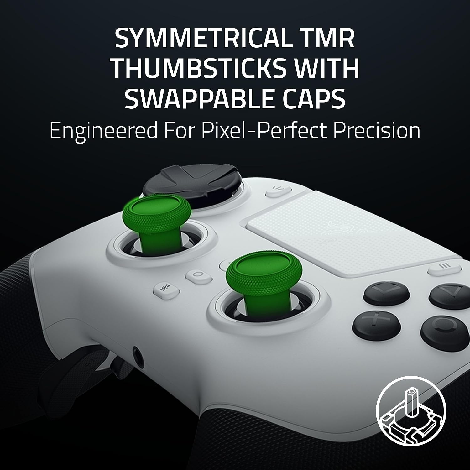 Razer Raiju V3 Pro Wireless Esports Controller – Officially Licensed for PlayStation, Lag-free Esports Grade Performance, 6 Remappable Buttons, TMR Thumbsticks, Fast Triggers, for PS5 & PC – White