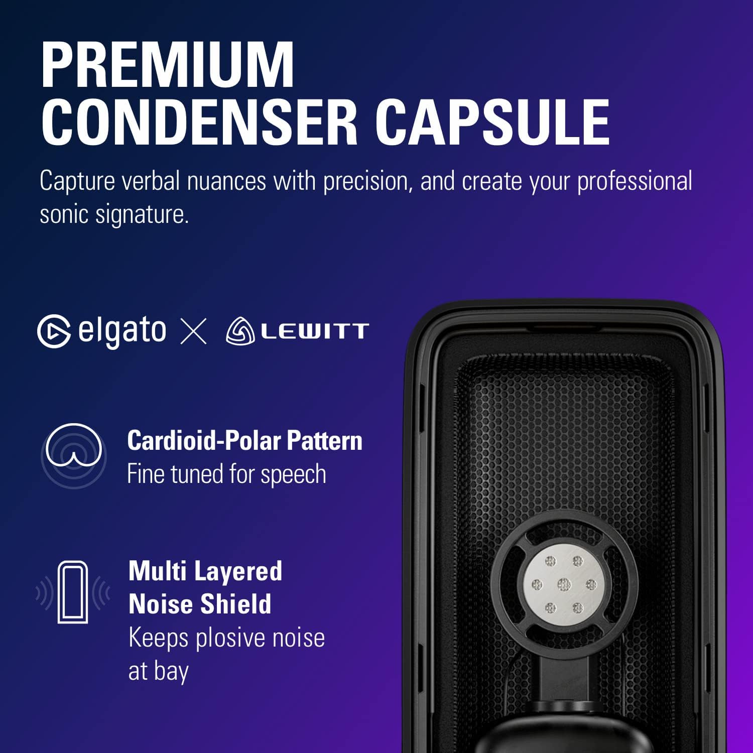 Elgato Wave:3 - Premium Studio Quality USB Condenser Microphone for Streaming, Podcast, Gaming and Home Office, Free Mixer Software, Sound Effect Plugins, Anti-Distortion, Plug 'n Play, for Mac, PC