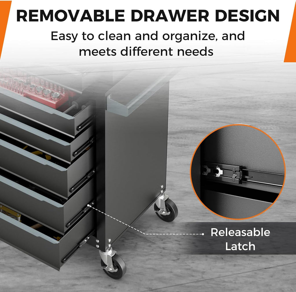 IRONMAX 5-Drawer Tool Chest with Wheels, Rolling Tool Storage Organizer Toolbox with Locking System & Liner, Metal Tool Cabinet for Warehouse, Garage, Workshop, Household