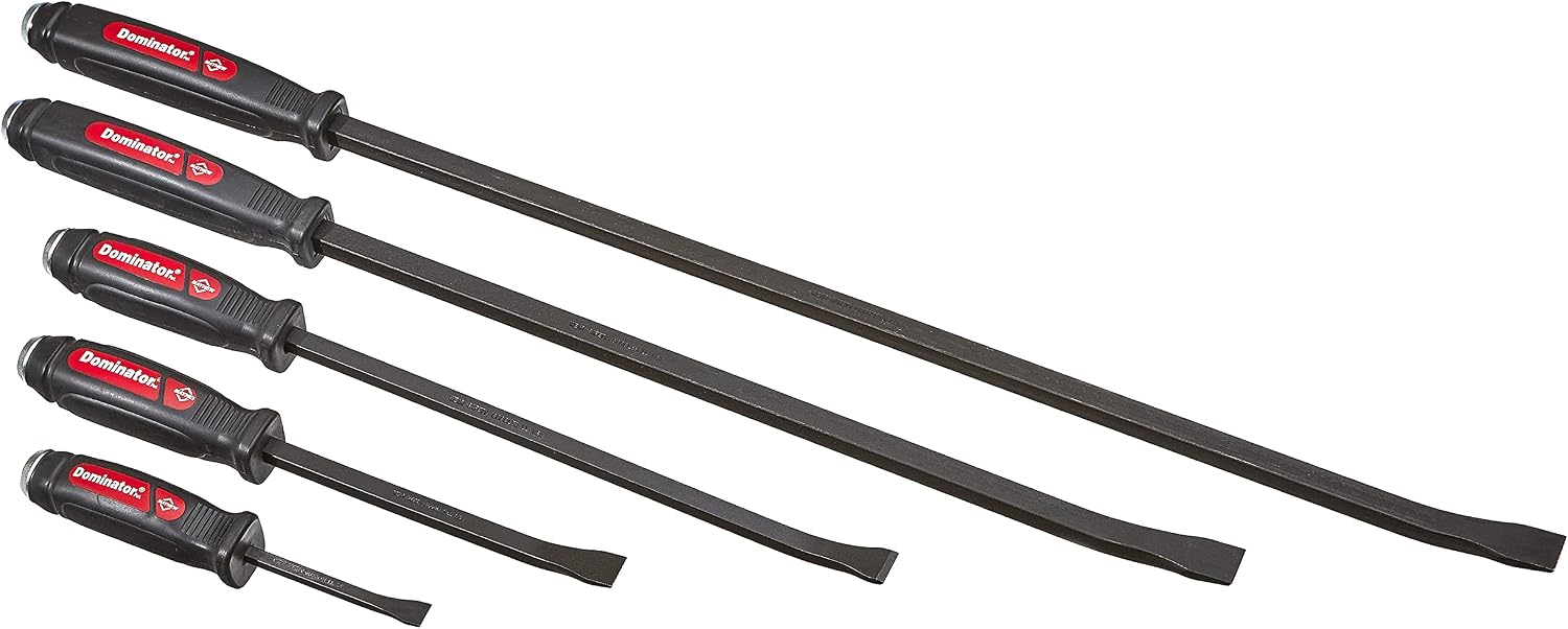 Mayhew Tools 61366 Dominator Pry Bar Set, 5-Piece Curved, Black Oxide Finish