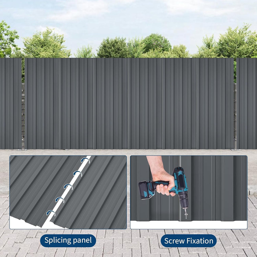 20 pcs Metal Roofing Panels, 3.5ft Galvanized Steel Corrugated Roof Sheets Gazebo Top Cover Garages, Sheds, Stables Replacement for Patio Outdoor Garden