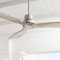 Casa Vieja 52' Delta-Wing DC Modern 3 Blade Indoor Ceiling Fan with Remote Brushed Nickel Silver Gray Solid Wood Damp Rated for Patio Exterior House Home Porch Gazebo Garage Barn - 6' Downrod