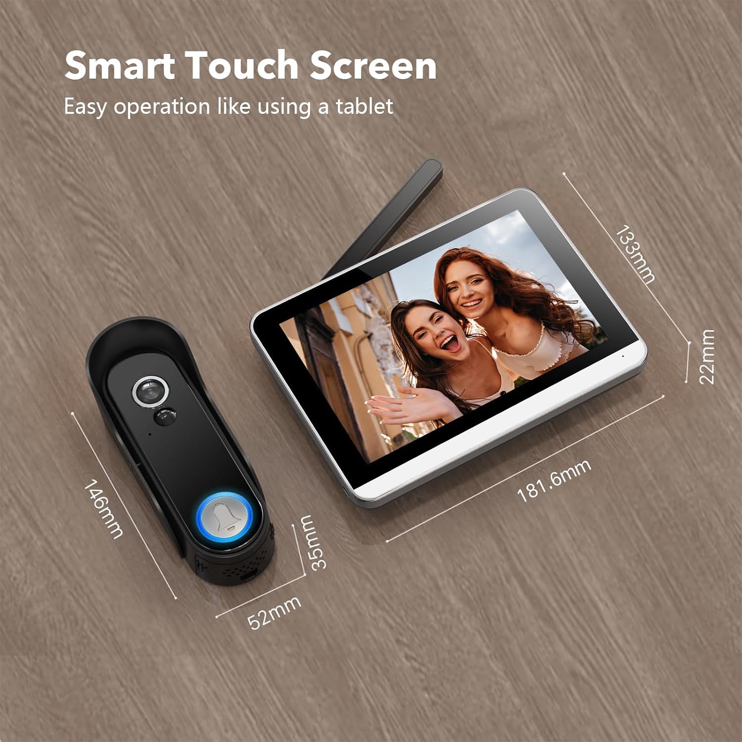 Wireless Doorbell Camera with Monitor Video Door Phone Intercom System 1080P 7'' Touch Screen Two-Way Audio Smart Door Bell with Night Vision, Motion Detection, No Monthly Fees, Tuya APP