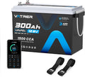 12V 300Ah Lithium LiFePO4 Battery with APP Monitoring, 200A BMS Rechargeable Starting Battery with 2PCS Battery Tie Down Straps, Perfect for RVs, Solar, Boats, Off-Grid,Home Energy Storage