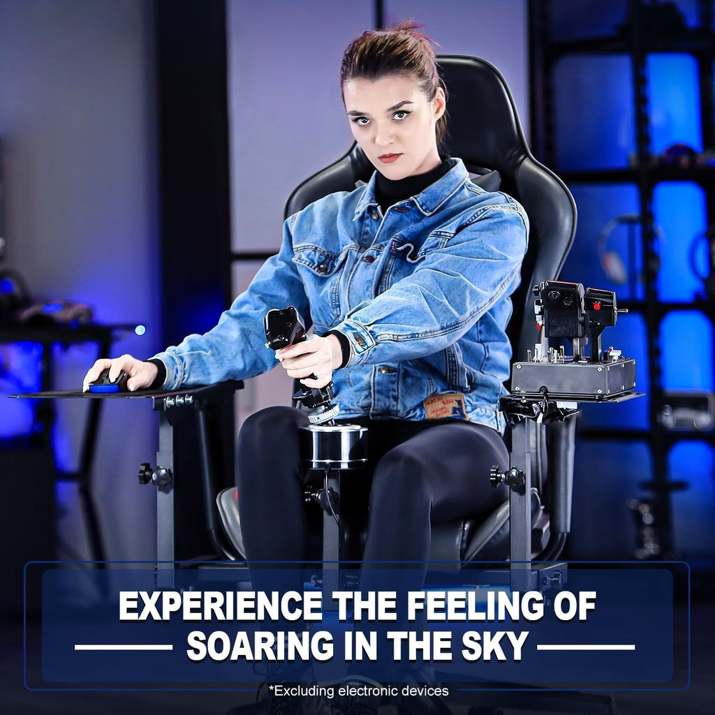 Marada Flight Joystick Hotas Mount with Chair Adjustable Fit for Thrustmaster, for Logitech X56 X52, for Hotas Warthog, More Stable Flight Simulator Cockpit with Seat, Not Include Gaming Devices