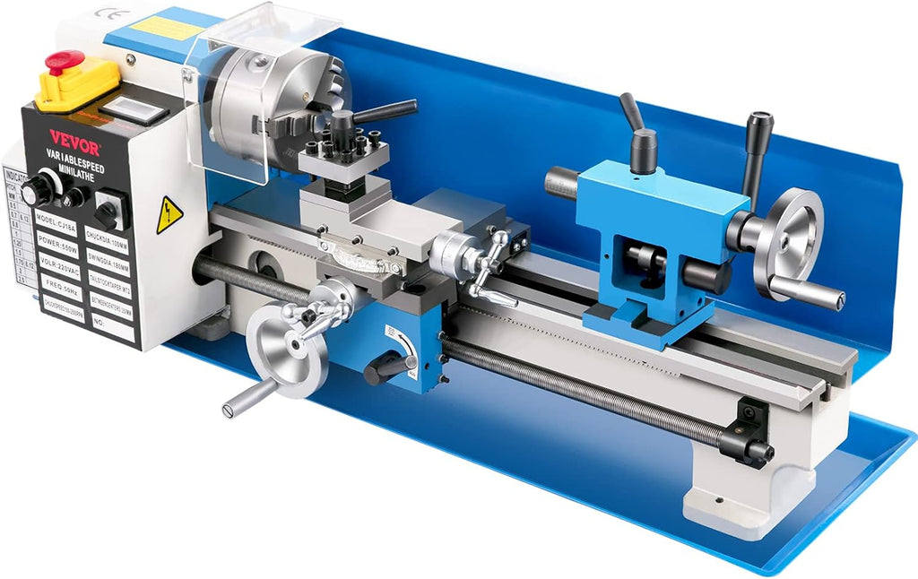 VEVOR Metal Lathe, Upgraded Digital Display 7'x14' Benchtop Metal Lathe 550W Variable Speed 2250RPM with 3-jaw Chuck CNC Mini Lathe Machine Precision Mini Lathe Tool Box for Metal Turning