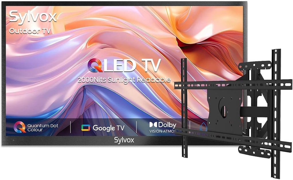 SYLVOX Outdoor TV with Wall Mount & Cover, 75 inch Smart QLED TV, 2000 Nit Full Sun, Weatherproof, 4K UHD, IP56 Waterproof, Commercial Grade (2026 Model)