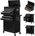 8-Drawer Rolling Tool Chest, High Capacity Removable Tool Storage Cabinet, Detachable Toolbox with Lock for Garage Warehouse and Tool Room (Black)