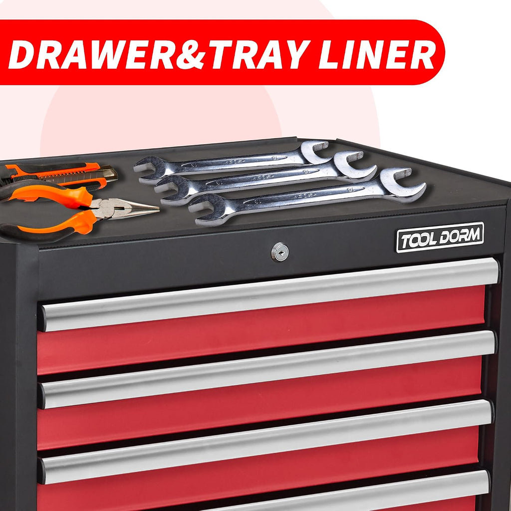 Tool Chest with Wheels - 28inch Tool Box with 7 Drawers, Metal Rolling Tool Cabinet with Locking System, for Garage, Warehouse, Workshop, Repair Shop