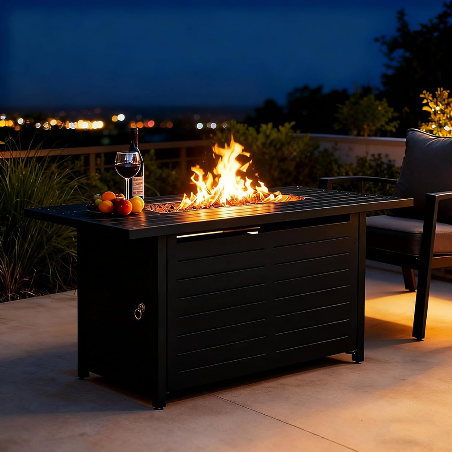 42' Outdoor Propane Fire Pit Table, Gas Fire Pits with Lava Rock Waterproof Cover and Removable Lid for Outside Gatherings Parties on Patio Deck Garden Backyard Balcony 50000 BTU, CSA Certified