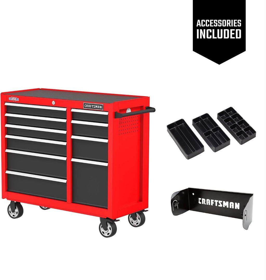 CRAFTSMAN 41' Rolling Tool Chest, 10-Drawer Steel Tool Cabinet with Drawer Trays and Paper Towel Holder (CMST341102RB)