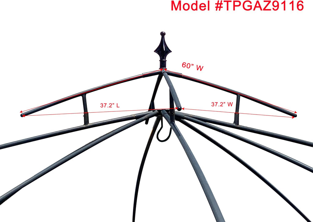 APEX GARDEN Replacements for Style Selections 10 ft x 10 ft Brown Metal Square Semi- Gazebo Model #TPGAZ9116 / #TPGAZ9116-ABD / #TPGAZ9126 / #TPGAZ9126-AB (Canopy Top (w/air Vent Cover))