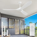 60'' Outdoor Ceiling Fan without Light,Quiet and Large Airflow with Speed Memory Function,White Ceiling Fan no Light for Living Room,Bedroom,Porch