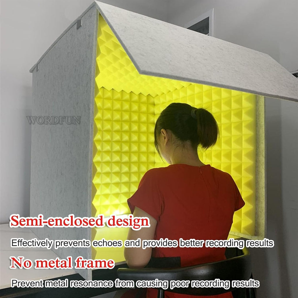 WORDFUN Home Studio Booth, Portable Recording Booth, Desktop Soundproof Cover, Decreasing Noise, Vocal Absorbing Shield, for Microphone Recording Equipment Podcasts Singing Gaming and Broadcasting