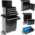 5 Drawer Tool Cart Rolling Tool Chest on Wheels Drawers Rolling Tool Box Organizer Drawer Liners Detachable Top with Locking System for Garage Workshop Warehouse Repair Shop Black