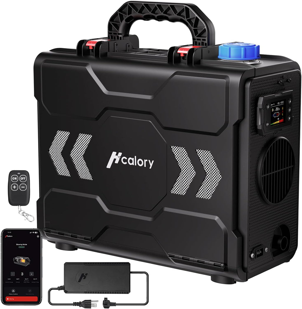 HCALORY 12V Portable Diesel Heater,Toolbox 2 Diesel Air Heater 8KW 6L All-in-One Parking Heater with APP Control Work at Altitude Max 20000 ft for Car Trucks RV and camper