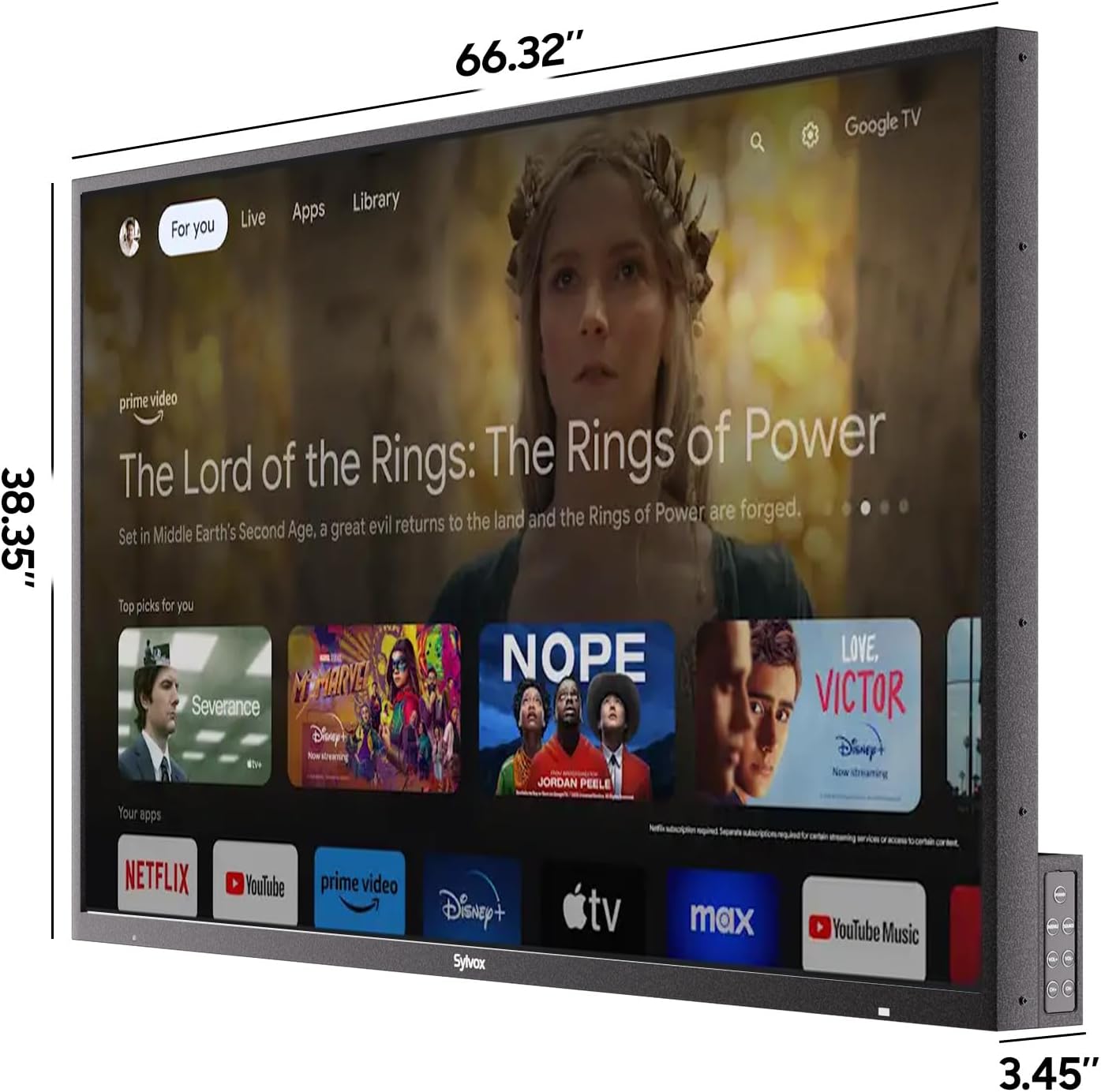 SYLVOX Outdoor TV with Soundbar & Cover, 75 inch Smart QLED TV, 2000 Nit Full Sun, Weatherproof, 4K UHD, IP56 Waterproof, Commercial Grade (2026 Model)