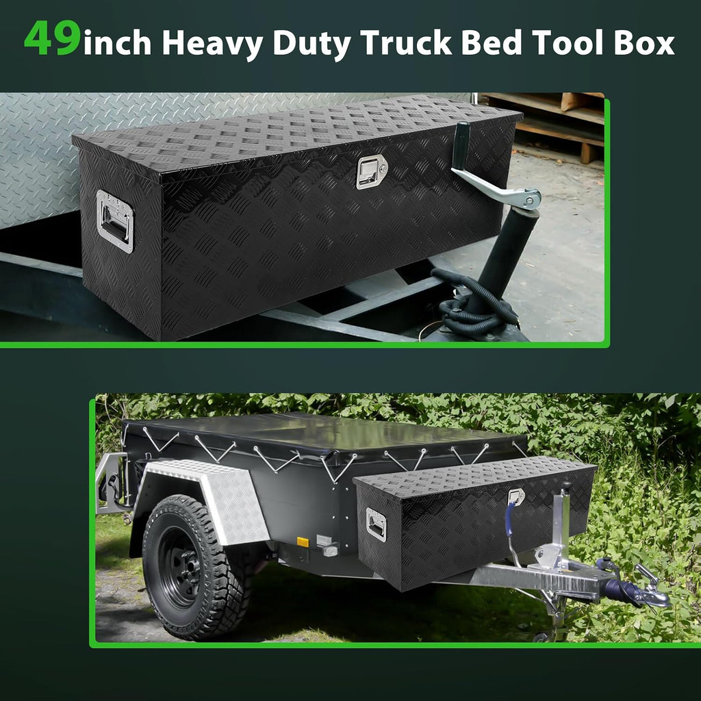 SCITOO 49 Inch Diamond Plate Truck Bed Tool Box,Heavy Duty Aluminum Crossover Storage for Most Full Size Pickups,Lockable Weatherproof Chest,Fits 49' Truck Beds,Easy Access to Load and Unload