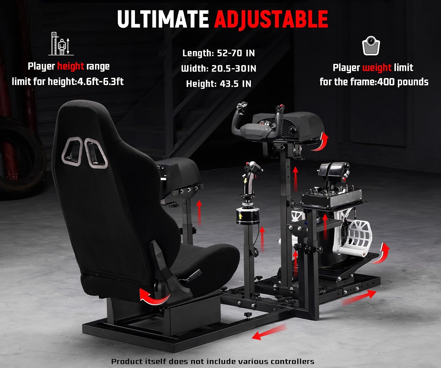 Dardoo G920 Flight Simulator Cockpit Multifunctional with Seat Compatible with Logitech G923 G Saitek,for Thrustmaster T150 HOTAS Warthog, for PC, Excluding Wheel, Pedal, Handbrake, Throttle, Joystick