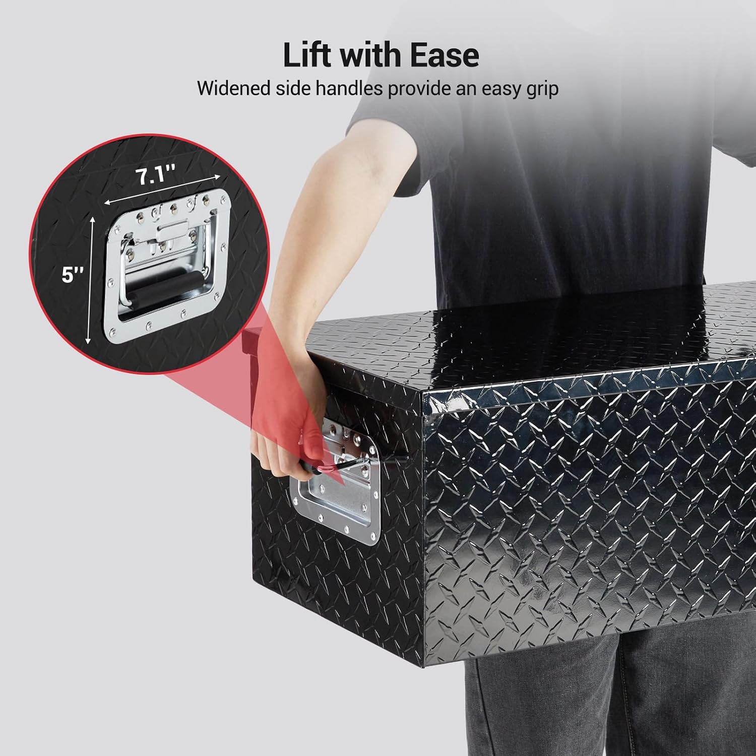 GarveeTech 39 in Aluminum Truck Tool Box, Truck Bed Storage Box with Security Lock and Wider Handles, Heavy Duty Waterproof Tool Box Organizer Chest for Pick Up Truck Rv Trailer - Black