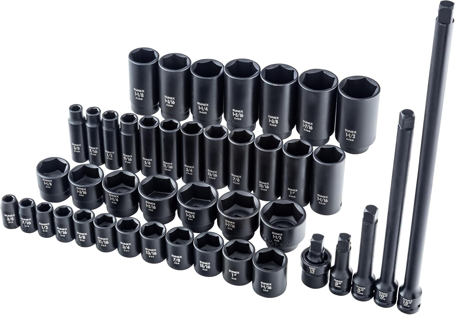 43PC 1/2' DR AE IMP SOCKET SET, Black