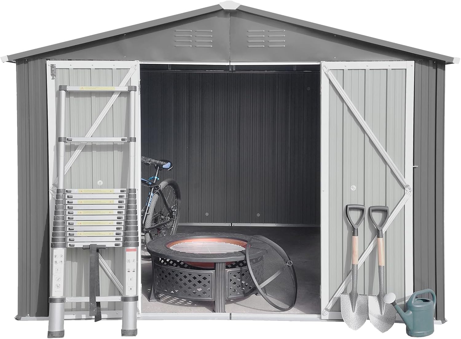ZeHuoGe 10 x 12 FT Metal Outdoor Storage Sheds with Double Doors, Tool Shed for Garden,Courtyard