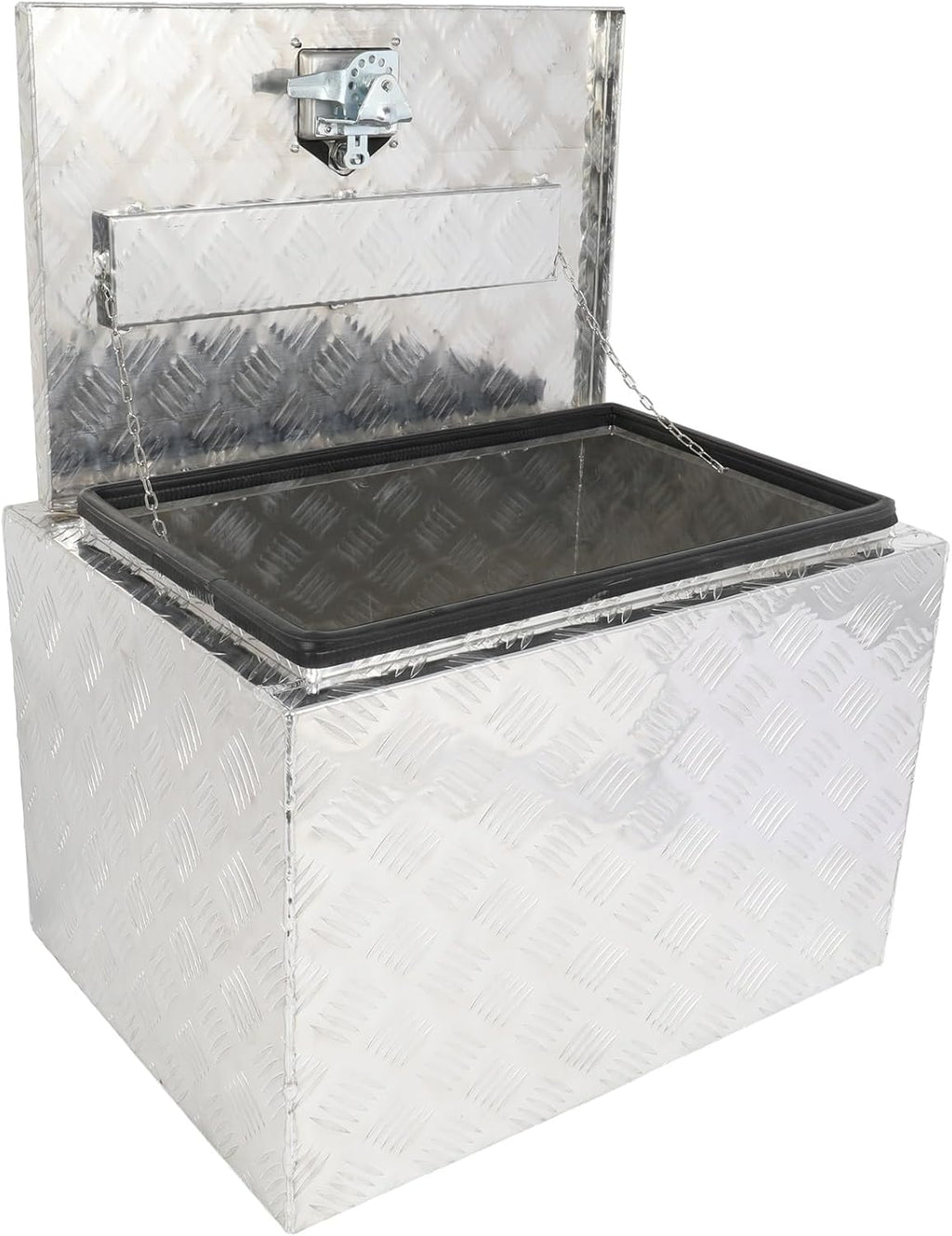 SCITOO 24 Inch Diamond Plate Truck Bed Tool Box,Aluminum Heavy Duty Crossover Storage for Most Full Size Pickups,Lockable Weatherproof Chest,Fits 24' Truck Beds,Easy Access to Load and Unload