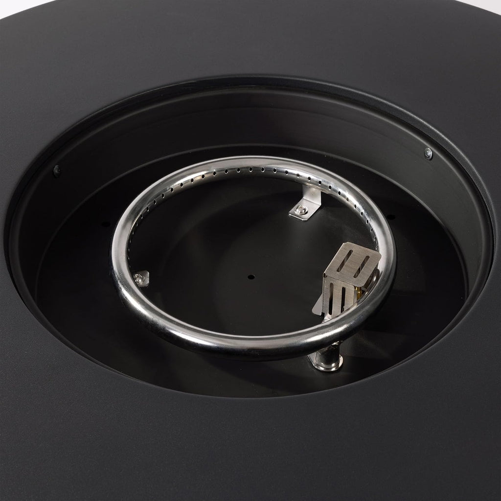 32'' Round Gas Fire Pit, 50,000 BTU Steel Outdoor Fire Tables, Fire Table with Lid, Add Warmth & Ambience to Gatherings and Parties On Patio Deck Garden Backyard, Black.