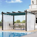 10x13 Ft Retractable Outdoor Pergola with Canopy and Side Mesh, Upgraded Gray Aluminum Pergola, Modern Pavilion for Backyard, Patio, Porch, Grape Trellis, Blue+White