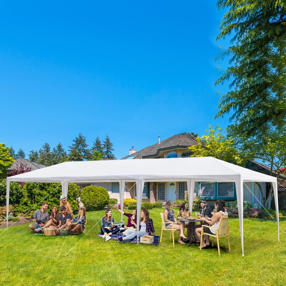Outdoor Party Tent Wedding Birthday Tents for Parties Canopy Tent with Removable Sidewalls & Transparent Windows Outside Gazebo Event Tent for Garden Patio and Backyard (10'x30' Without Sidewalls)