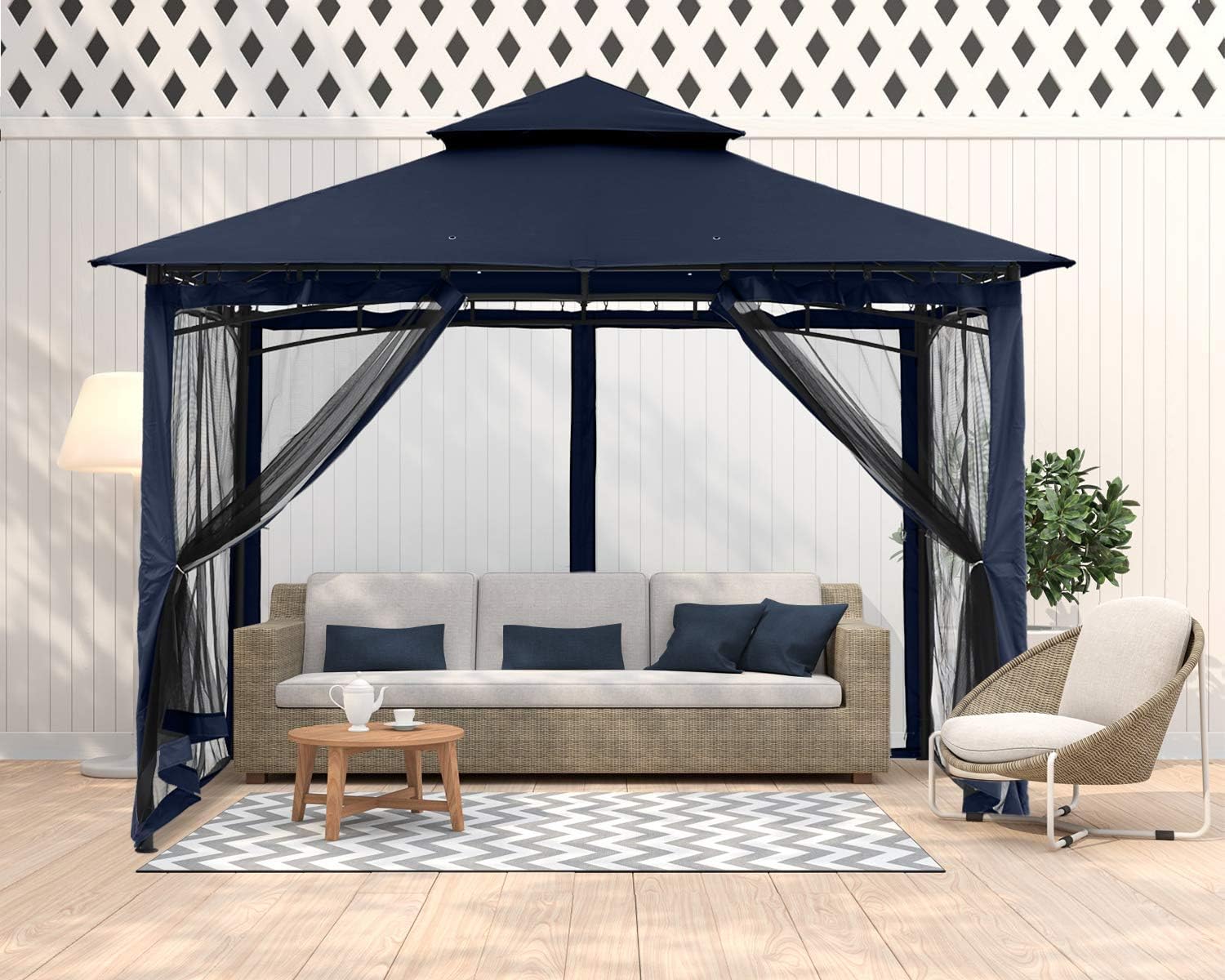 ABCCANOPY Gazebos for Patios 10x10 - Outdoor Steel Frame Gazebo with Mosquito Netting for Lawn Backyard Garden Deck (Navy Blue)