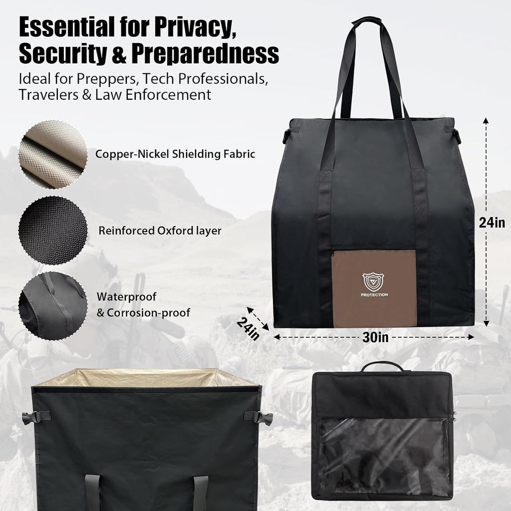 Large Faraday Bag for Generators, Computers & Electronics – Military-Grade EMP & RFID Protection, RF Signal Blocking Cage 30'x24'x24' – Privacy Shield for Solar Panels, Mobile Devices & Data Security