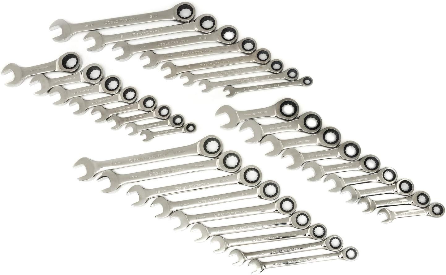 GEARWRENCH 34 Pc. Standard & Stubby Ratcheting Wrench Set, SAE & Metric - 85034