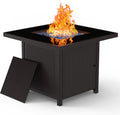 BALI OUTDOORS 32 inch Glass Tabletop Propane Fire Pit Outdoor, 50,000 BTU Propane Fire Pit Table Square, Gas Firepits for Outside Patio, Garden, Brown