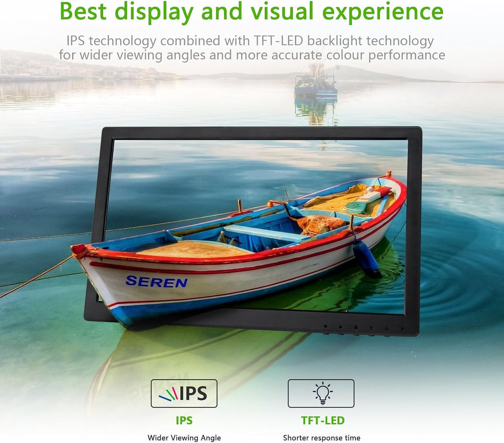 OSCY 13.3 Inch Small Monitor Support HDMI/VGA/USB/BNC/AV Mini Monitor 1366x768 for CCTV Raspi PC Gaming TV, with Remote Control and Built in Dual Speaker
