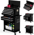 High Capacity Rolling Tool Boxes with Wheels and Drawers, 8-Drawer Storage Cabinet,Detachable Organizer Combo,Mobile Lockable Toolbox for Workshop Mechanics Garage (Black)