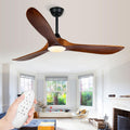 70 inch Ceiling Fan with Lights, Large Outdoor Ceiling Fans for Patios Waterproof, 3 Blades Wood Propeller Ceiling Fan with Reversible Quiet DC Motor for Exterior House Porch Farmhouse Gazebo