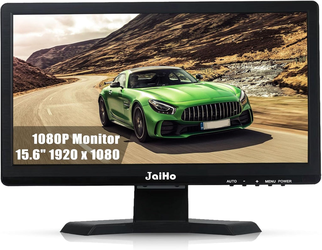 JaiHo 15.6-Inch Professional Security Monitor, 1920x1080P CCTV Screen with Metal Housing, BNC HDMI VGA AV USB, Industrial Display for DVR NVR System, 24/7 Reliable Security Surveillance