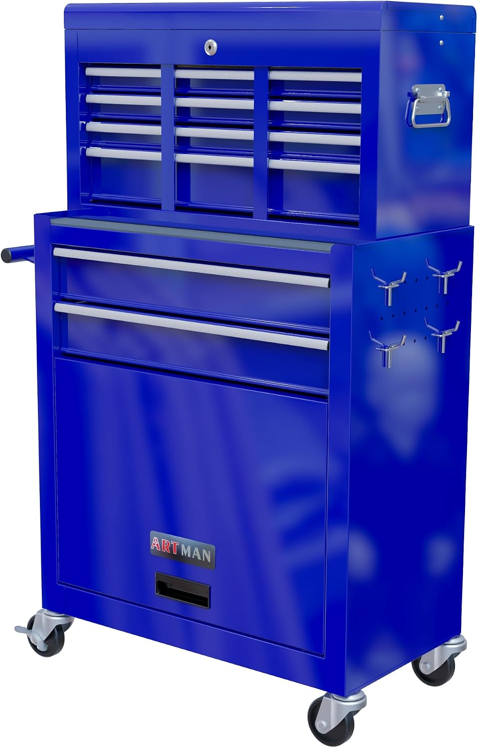 Rolling Tool Chest, 8 Drawers Rolling Tool Chest with Wheels, Portable Rolling Tool Box On Wheels, High Capacity Tool Chest Organizer for Garage, Workshop, Home Crafts Use Blue