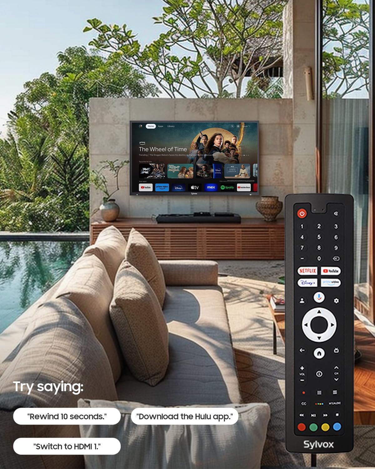 SYLVOX Outdoor TV, 75-Inch Waterproof Smart TV, 2000 nits Full Sun TV, 4K, Dolby Atmos, HDR10, Weatherproof Television with Voice Assistant Remote (Pool Pro 2.0, Latest Model)