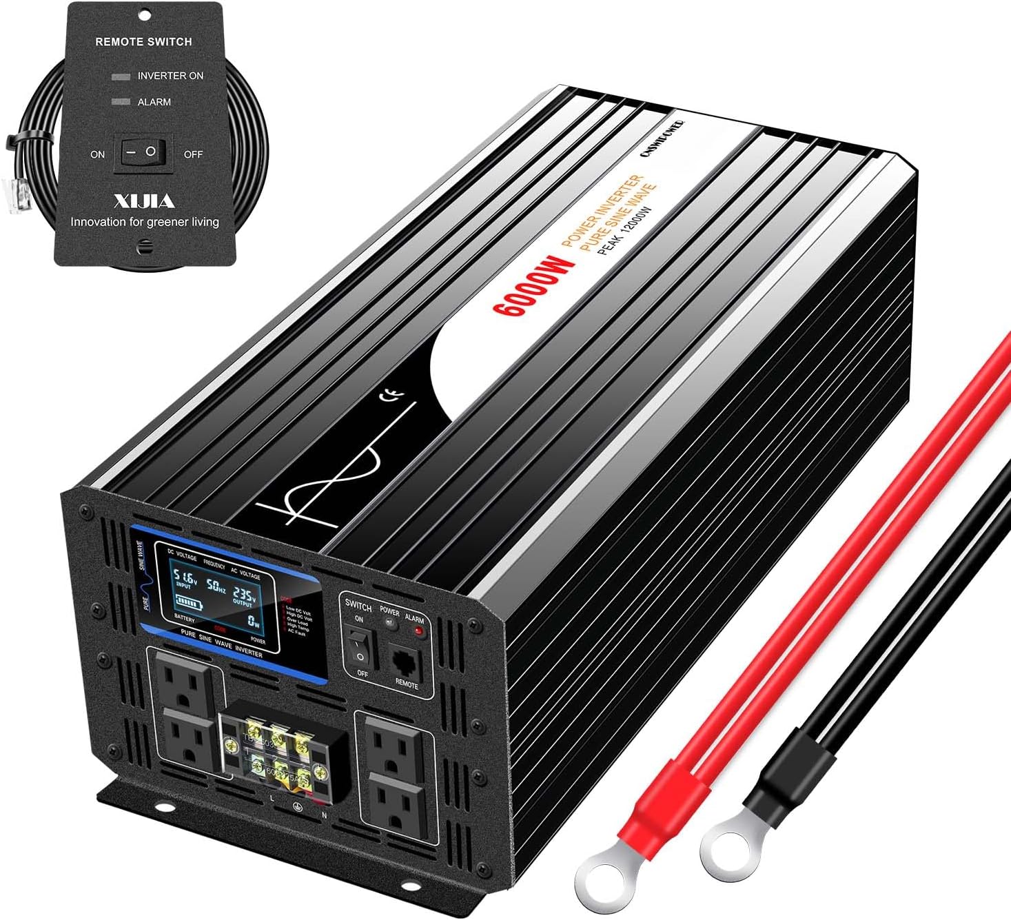 Xijia 5000W Pure Sine Wave Inverter 12V DC to 120V AC Converter for Off-Grid Solar System, Home Backup, RV, Truck – High Efficiency, Low Idle Power, Strong Load Capacity Peak 10000W