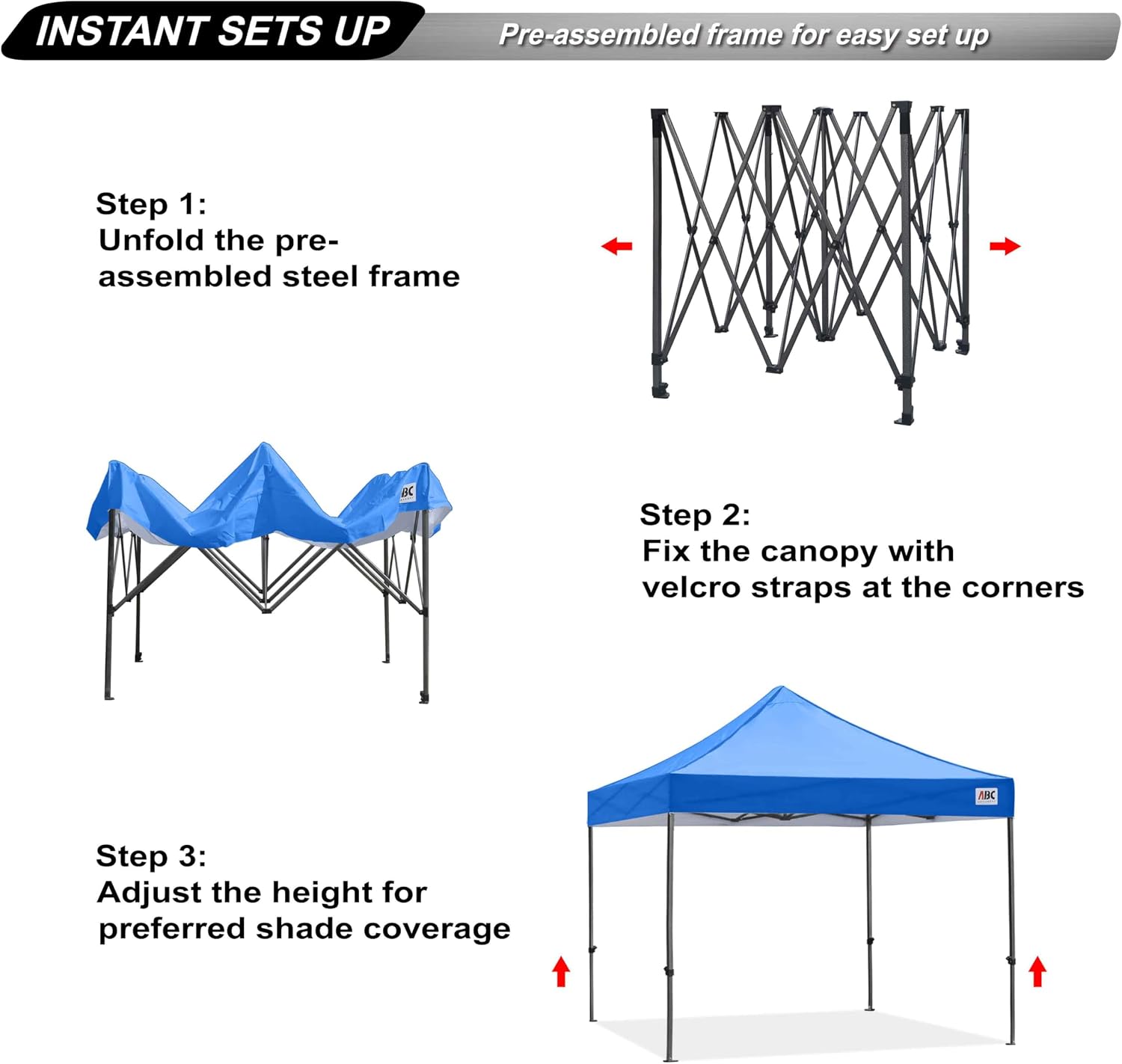 ABCCANOPY Patio Pop Up Canopy Tent 8x8 Commercial-Series (Blue)