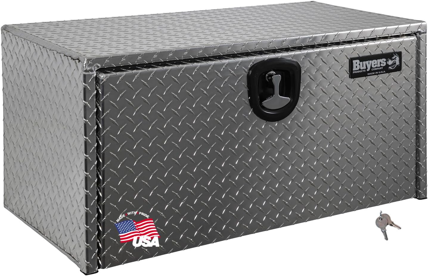 Buyers Products 1705153 Diamond Tread Aluminum Underbody Truck Tool Box, 14 x 12 x 30, Made in USA, .100 in. Thick, Corrosion Resistant, Locking Compression Latch, Secure Storage for Work Trucks