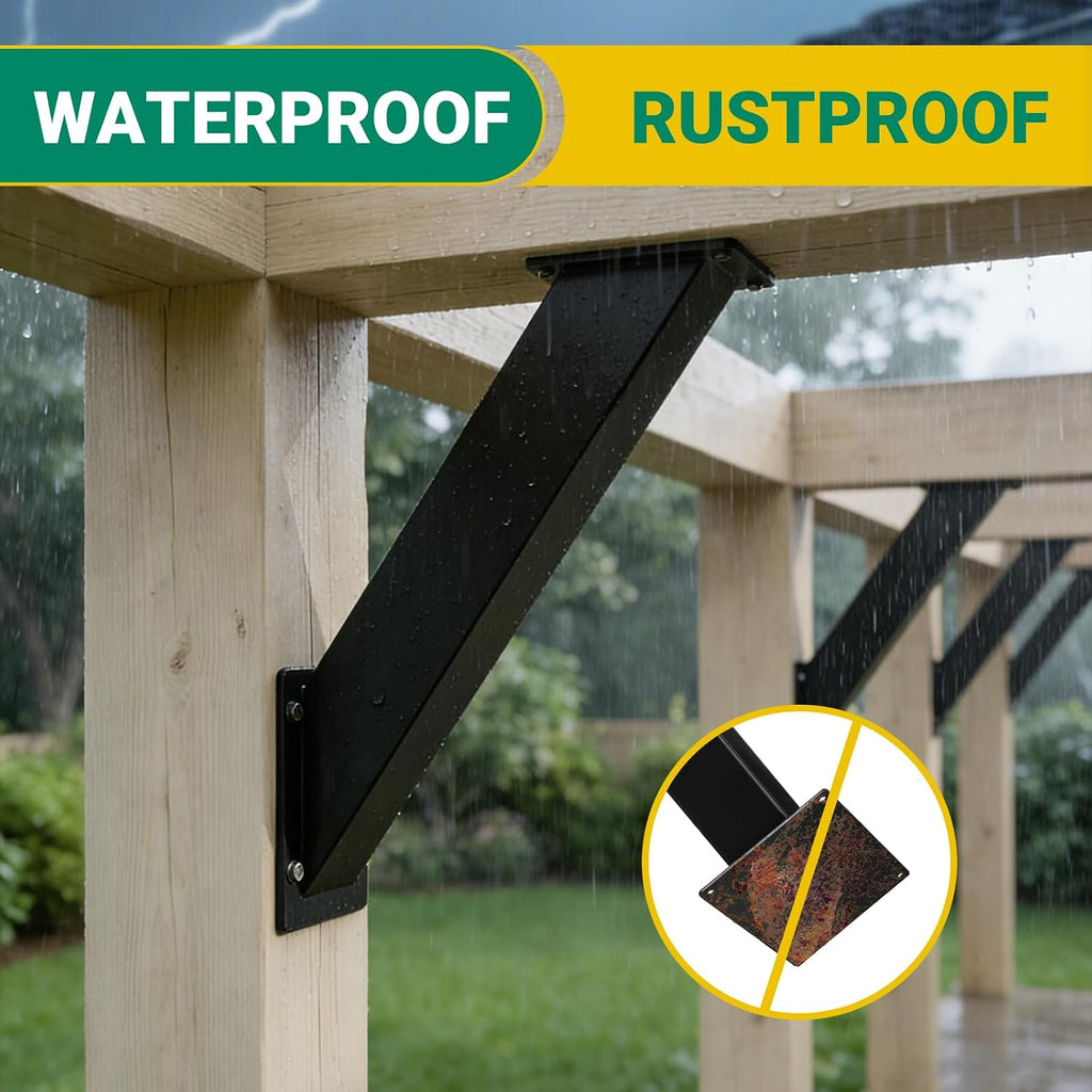 4pcs 45 Degree Angle Support Bracket 2''X4'' (Actual: 1.5''X3.2''), Heavy Duty Pergola Brackets for Gazebos, Porches, Wood Post and Beam 45 Degree Bracket